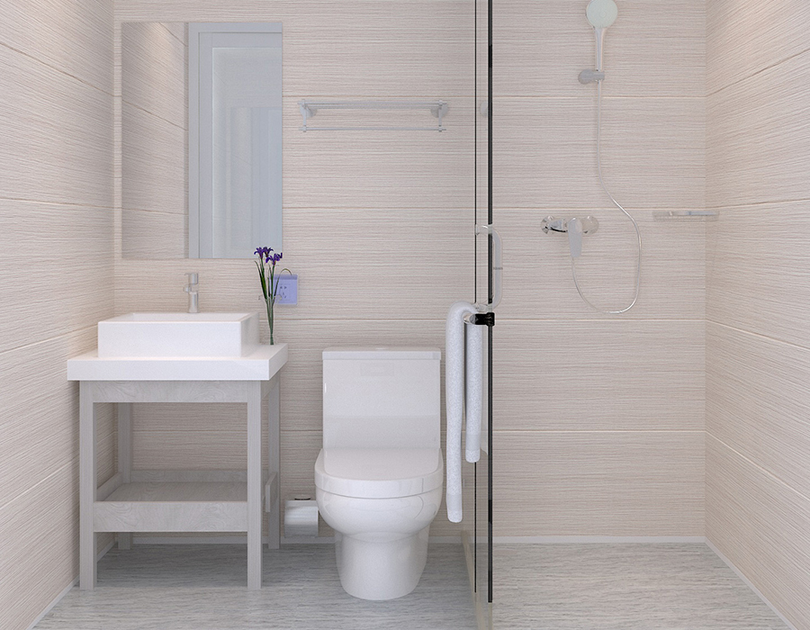 Phòng tắm mô-đun với kết cấu toàn bảng để lắp đặt nhanh chóng