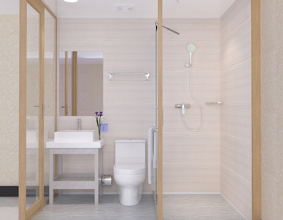 Giải pháp phòng tắm tích hợp với hệ thống bảng điều khiển hoàn chỉnh cho lắp đặt tiền chế