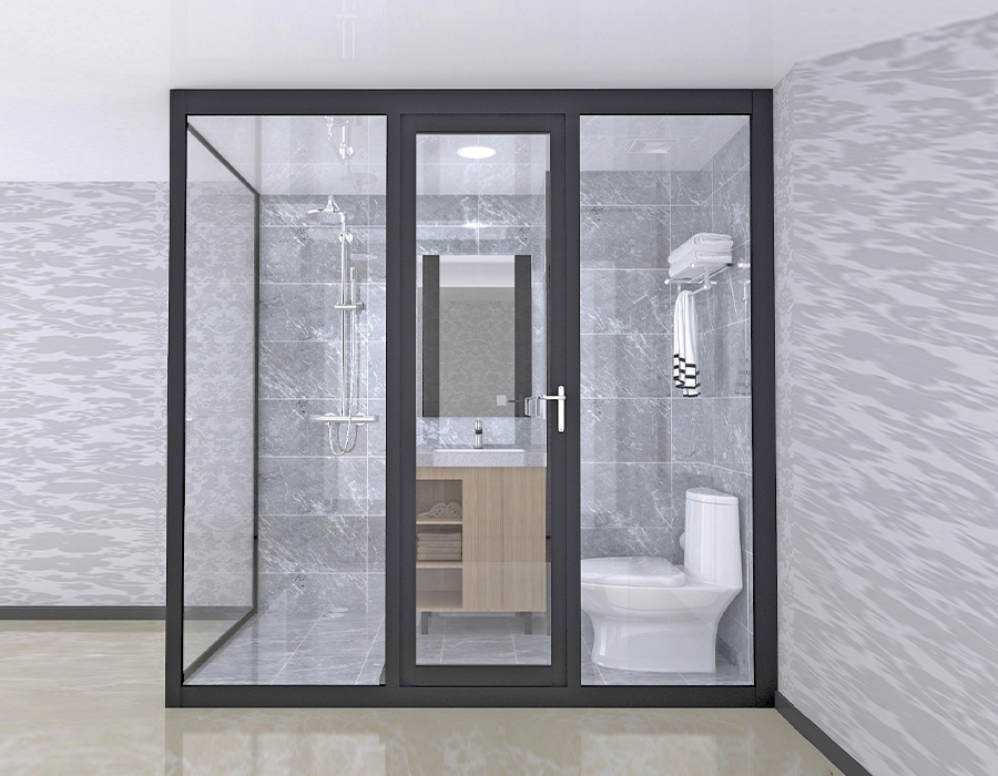Tường ngoài lắp kính phòng tắm